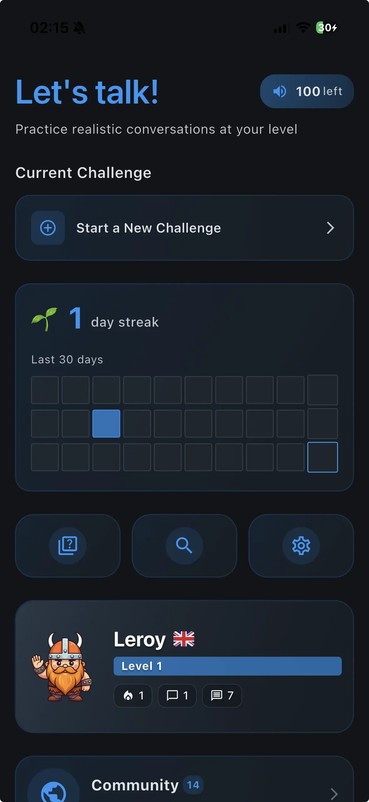 Progress tracking with XP, streaks, and CEFR levels